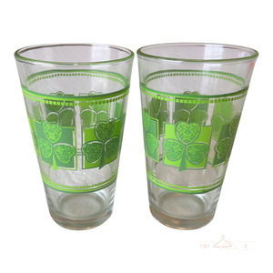 Vintage Libbey Shamrock Clover Pint Glass Tumbler Beer Barware Set Lucky Irish